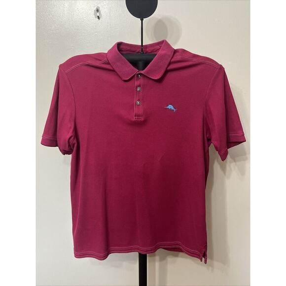 Tommy Bahama Wine Short Sleeve Casual Polo Shirt Size Large - Picture 1 of 4